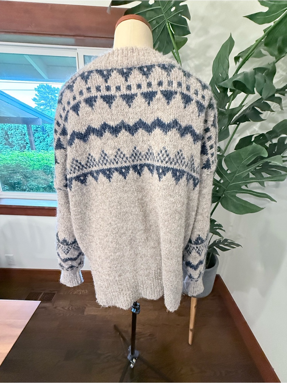 Altar’d State Fair Isle Nordic Sweater Blue Oatmeal Ladies Medium Cozy Winter L - Picture 3 of 10
